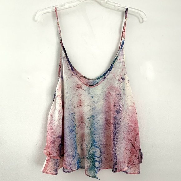 Show Me Your Mumu Size M Jodi Rae Tank Top Rainbow Python Straps Ruffles - Picture 3 of 8